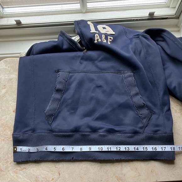 Abercrombie & Fitch Navy Blue Half-Zip Pullover Vintage Muscle Y2K Sweater Med - Picture 9 of 9